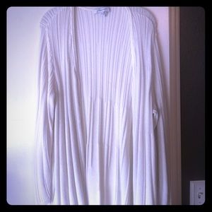 Lightweight white cardigan.